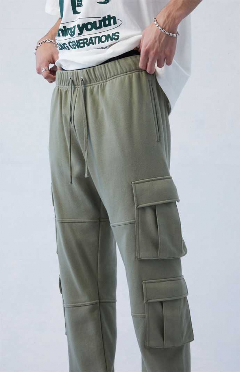 Pantalon Survêtement PacSun Terry Olive Droit Cargo Homme Vert | 309617CRW