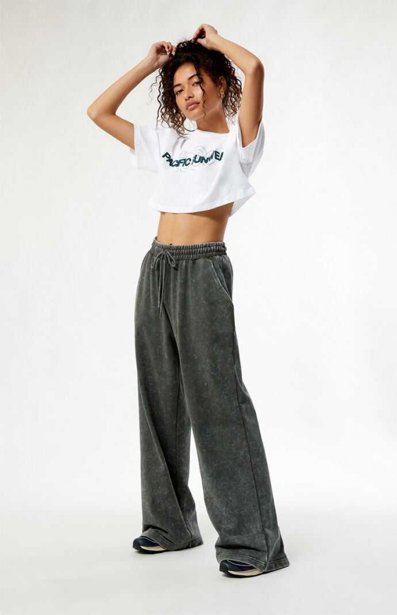 Pantalons PacSun Acid Wash Larges Leg Femme Grise | 694807DLN