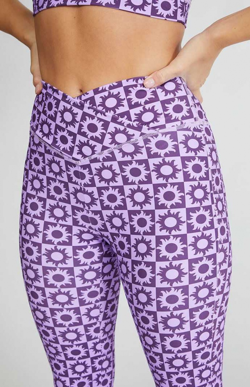 Pantalons PacSun Active Flying V Flare Yoga Femme Violette | 376459OWS