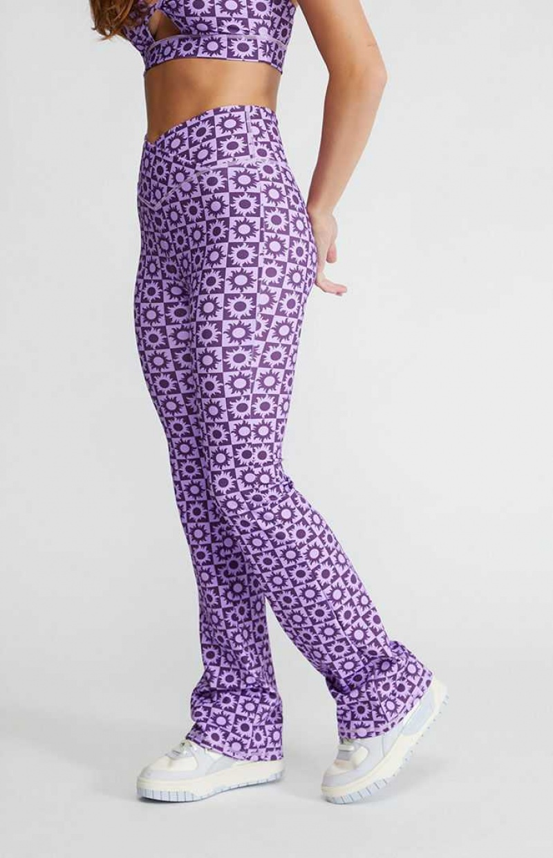 Pantalons PacSun Active Flying V Flare Yoga Femme Violette | 376459OWS