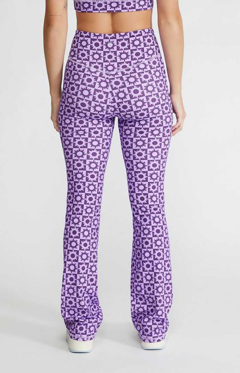 Pantalons PacSun Active Flying V Flare Yoga Femme Violette | 376459OWS