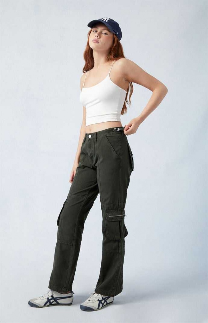 Pantalons PacSun Army Green Mid Rise Vintage Bootcut Femme Vert | 052481IPK