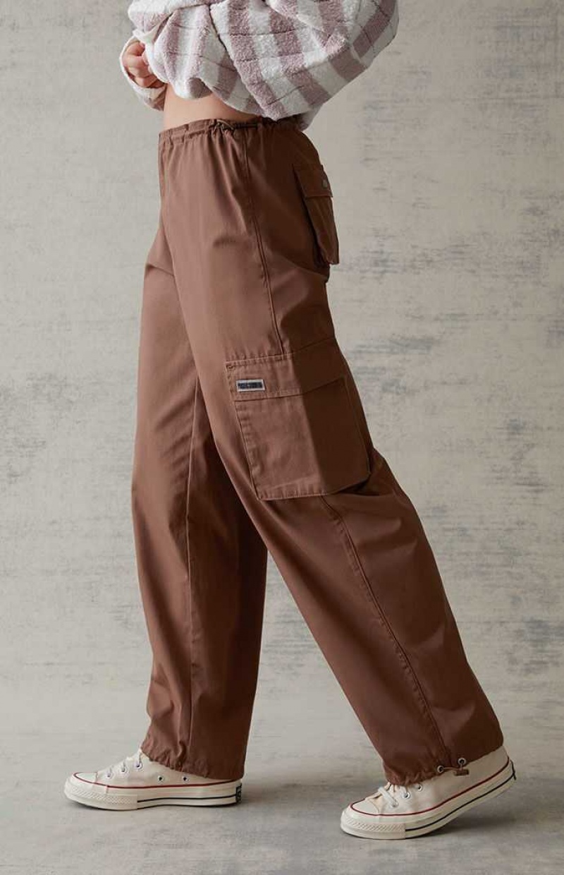 Pantalons PacSun Baggy Cargo Pull-On Femme HAZELNUT | 542130LMB