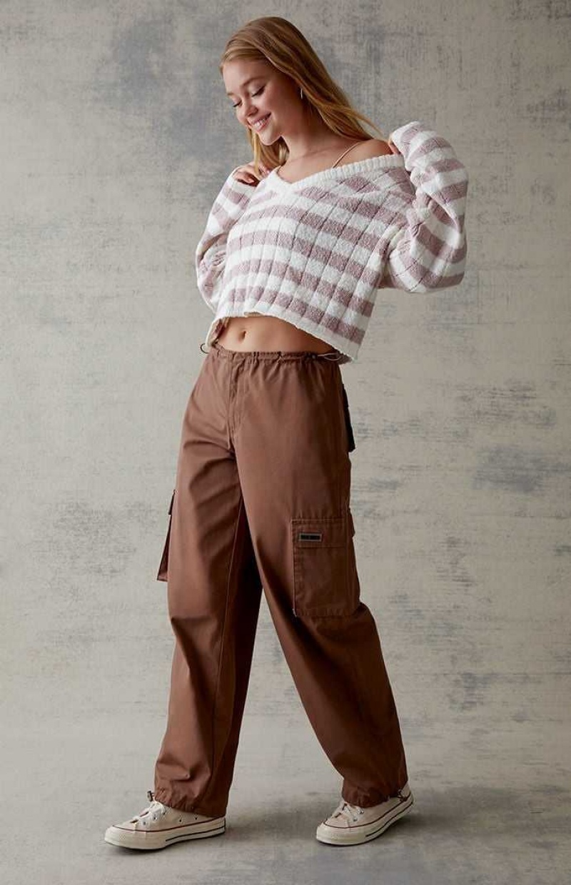 Pantalons PacSun Baggy Cargo Pull-On Femme HAZELNUT | 542130LMB