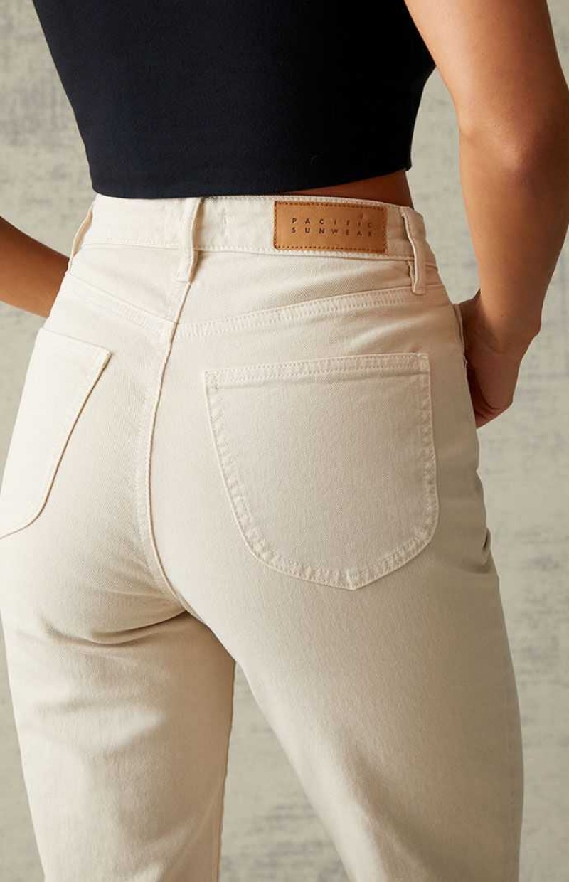 Pantalons PacSun Beige Curve Droit Leg Femme Beige | 937481TYL