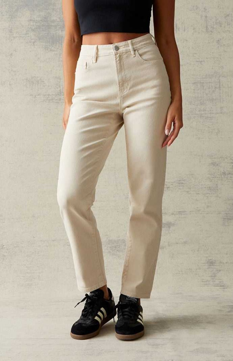 Pantalons PacSun Beige Curve Droit Leg Femme Beige | 937481TYL