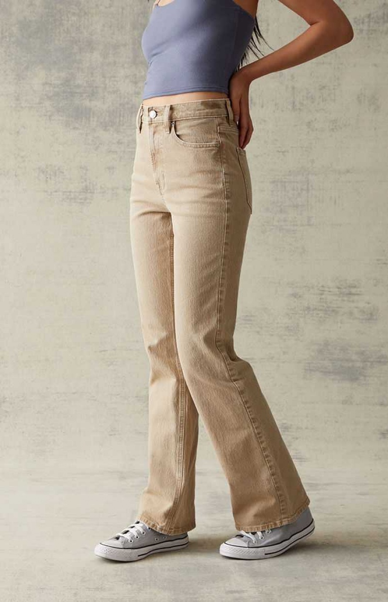 Pantalons PacSun Beige Stretch High Waisted Bootcut Femme Beige | 692415IWK