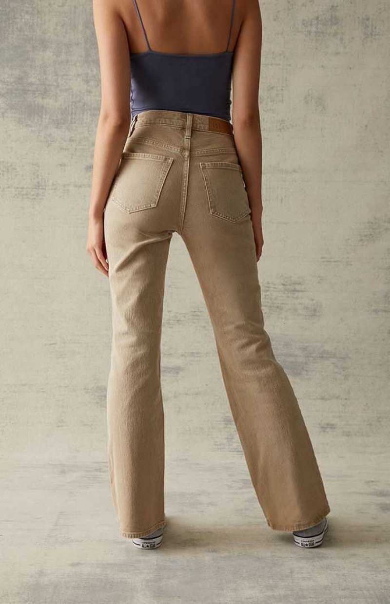 Pantalons PacSun Beige Stretch High Waisted Bootcut Femme Beige | 692415IWK