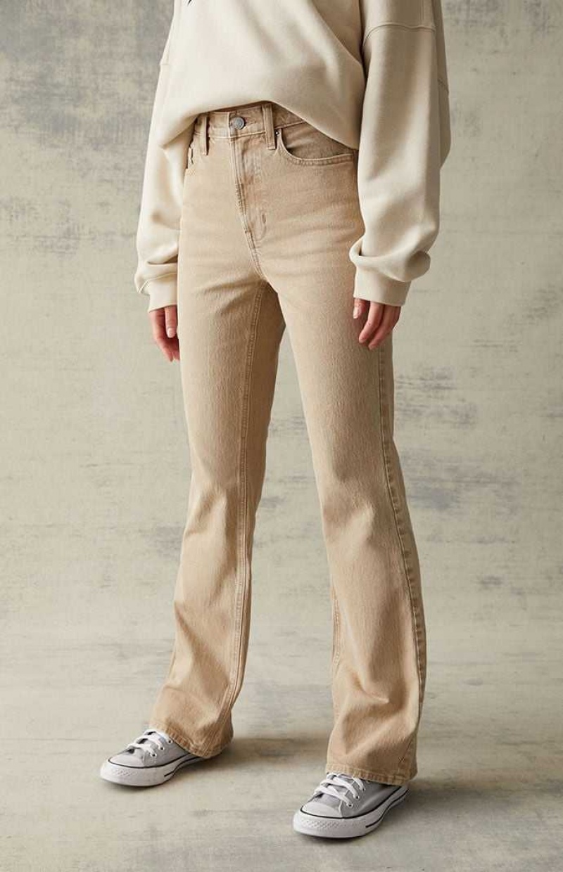 Pantalons PacSun Beige Stretch High Waisted Bootcut Femme Beige | 692415IWK