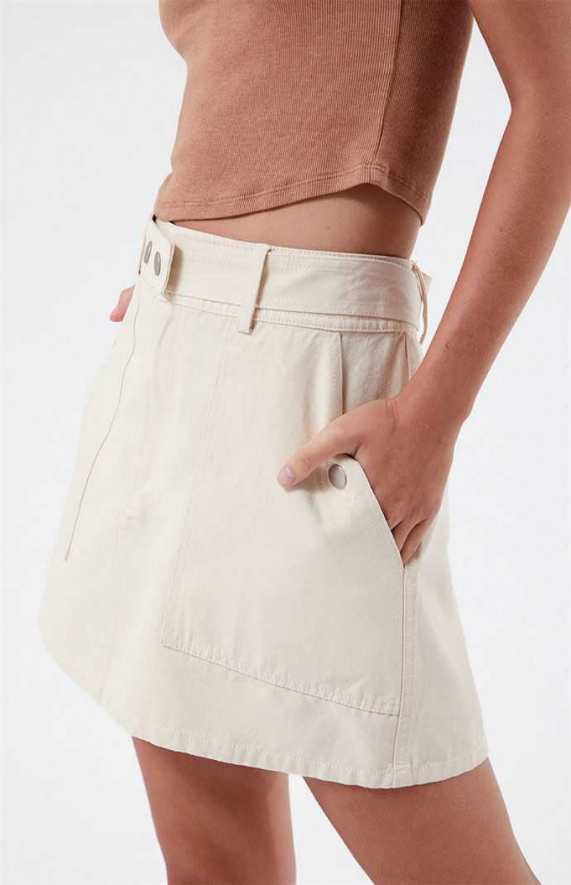 Pantalons PacSun Belted A-Line Mini Skirt Femme Blanche | 826593WVT