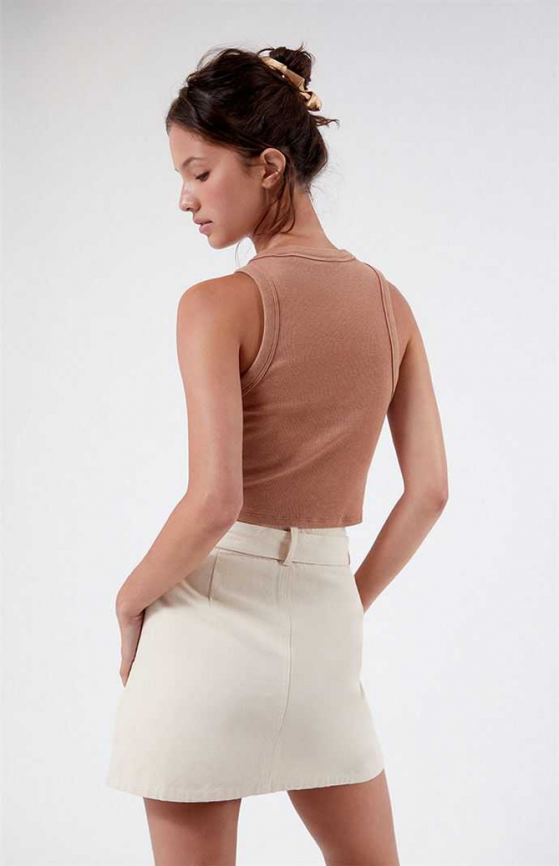 Pantalons PacSun Belted A-Line Mini Skirt Femme Blanche | 826593WVT