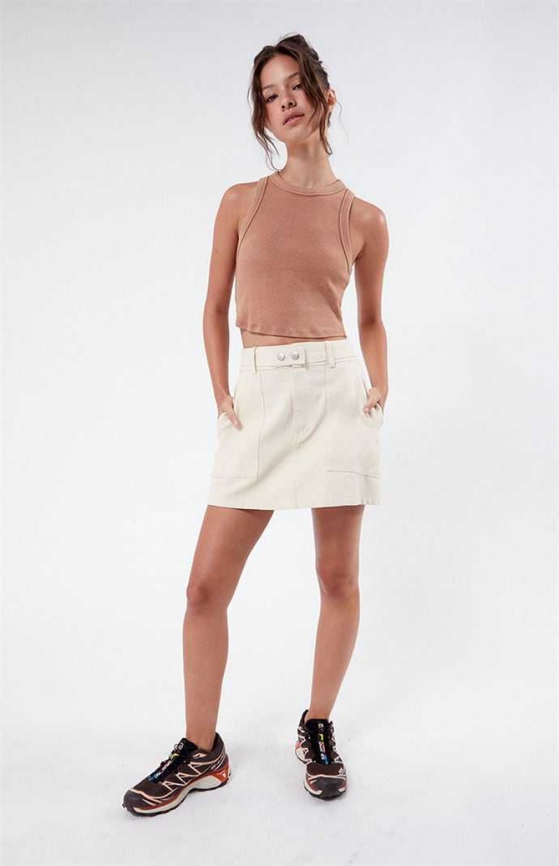 Pantalons PacSun Belted A-Line Mini Skirt Femme Blanche | 826593WVT