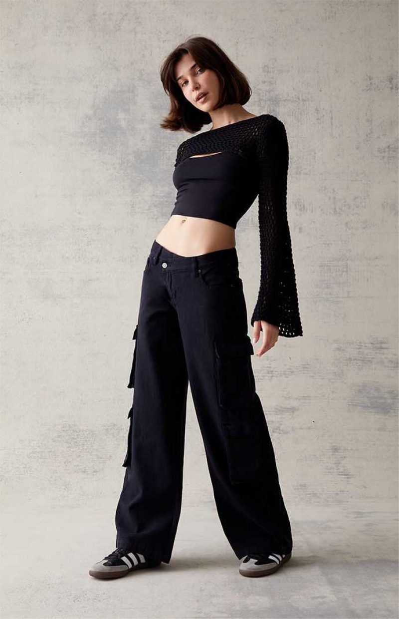 Pantalons PacSun Black Asymmetrical '90s gy Cargo Femme Grise Foncé | 912740LMR