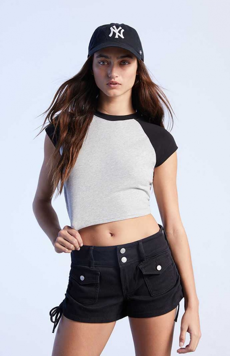 Pantalons PacSun Black Cinched Stretch Low Rise Denim Femme Noir | 374196ZVN