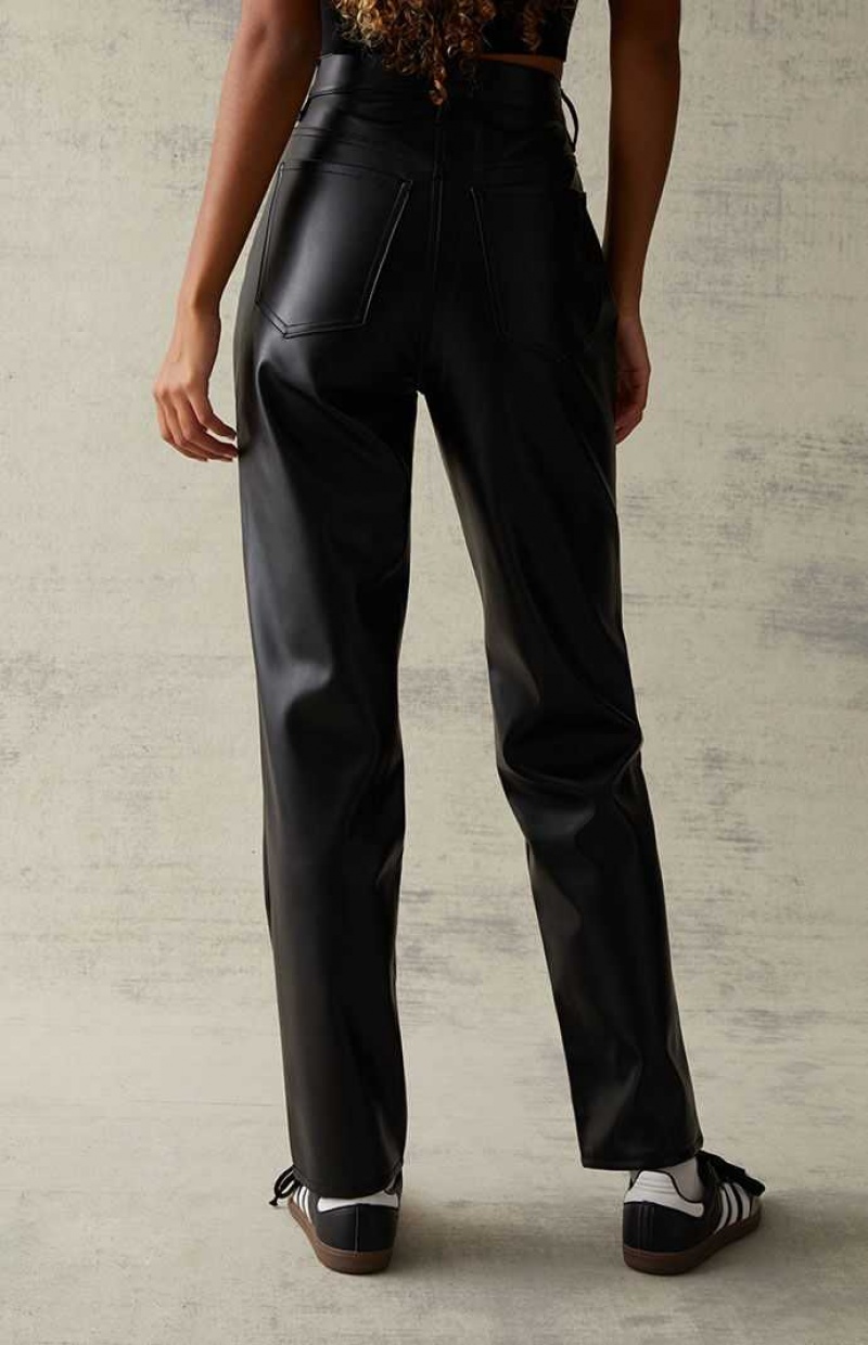 Pantalons PacSun Black Faux Cuir Asymmetrical Dad Femme Noir | 168259OUK