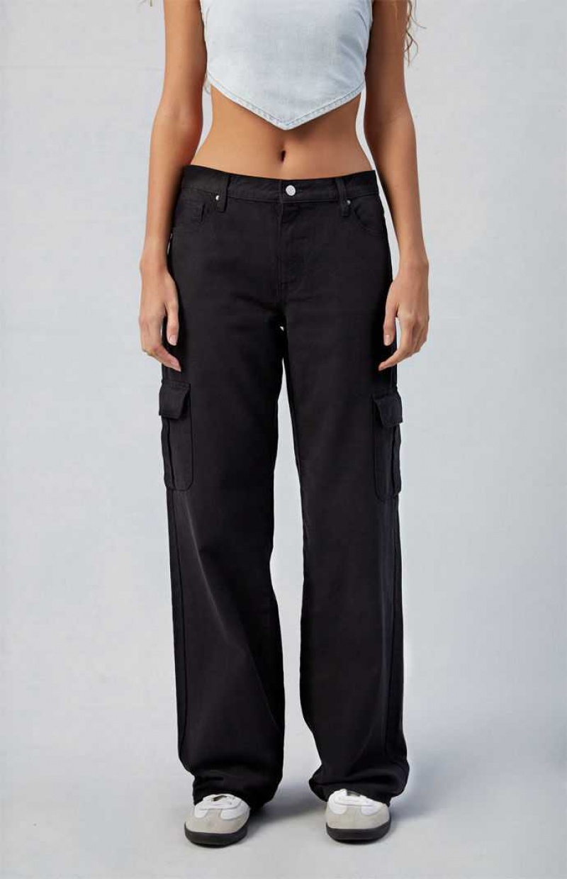 Pantalons PacSun Black Low Rise Extreme gy Cargo Femme Noir | 750423TJG