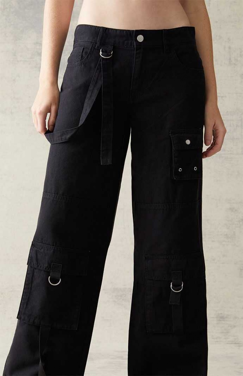 Pantalons PacSun Black Suspender '90s gy Cargo Femme Grise Foncé | 971406GIP