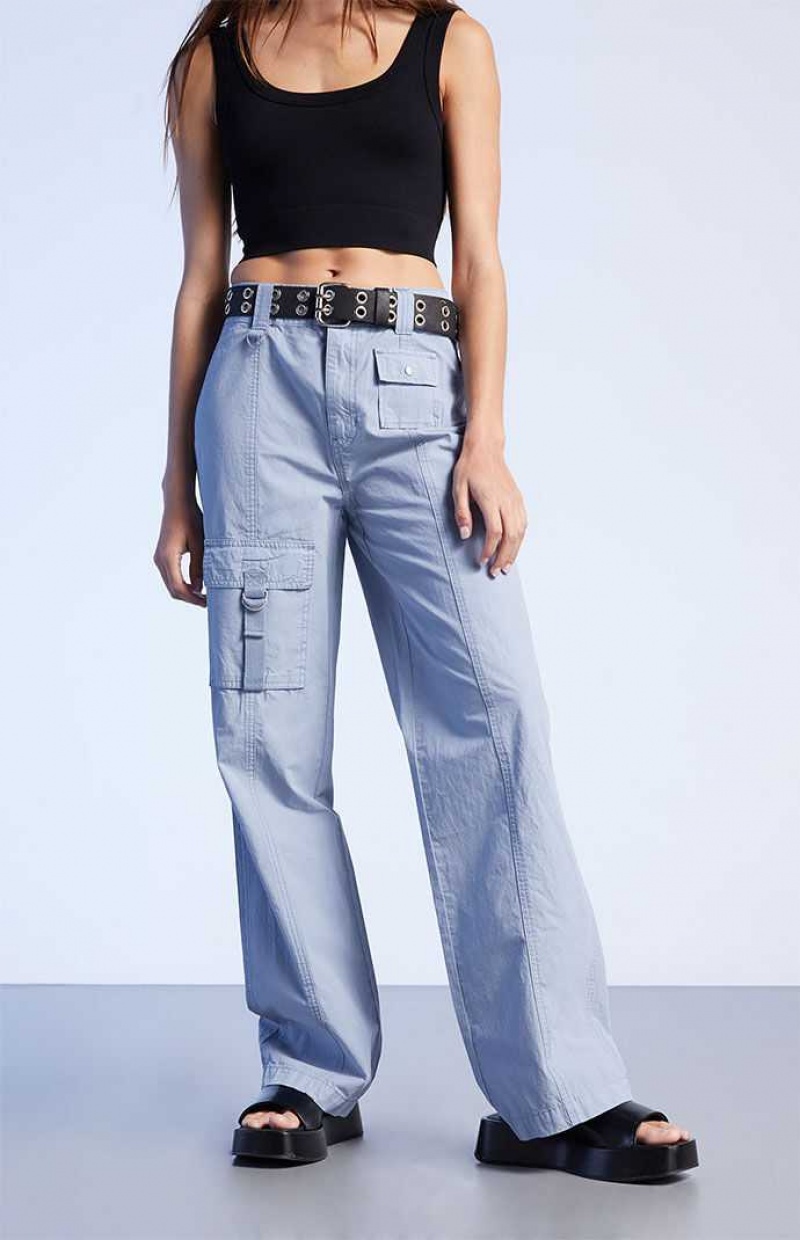 Pantalons PacSun Blue Cargo Flare Femme Bleu | 490165MTS