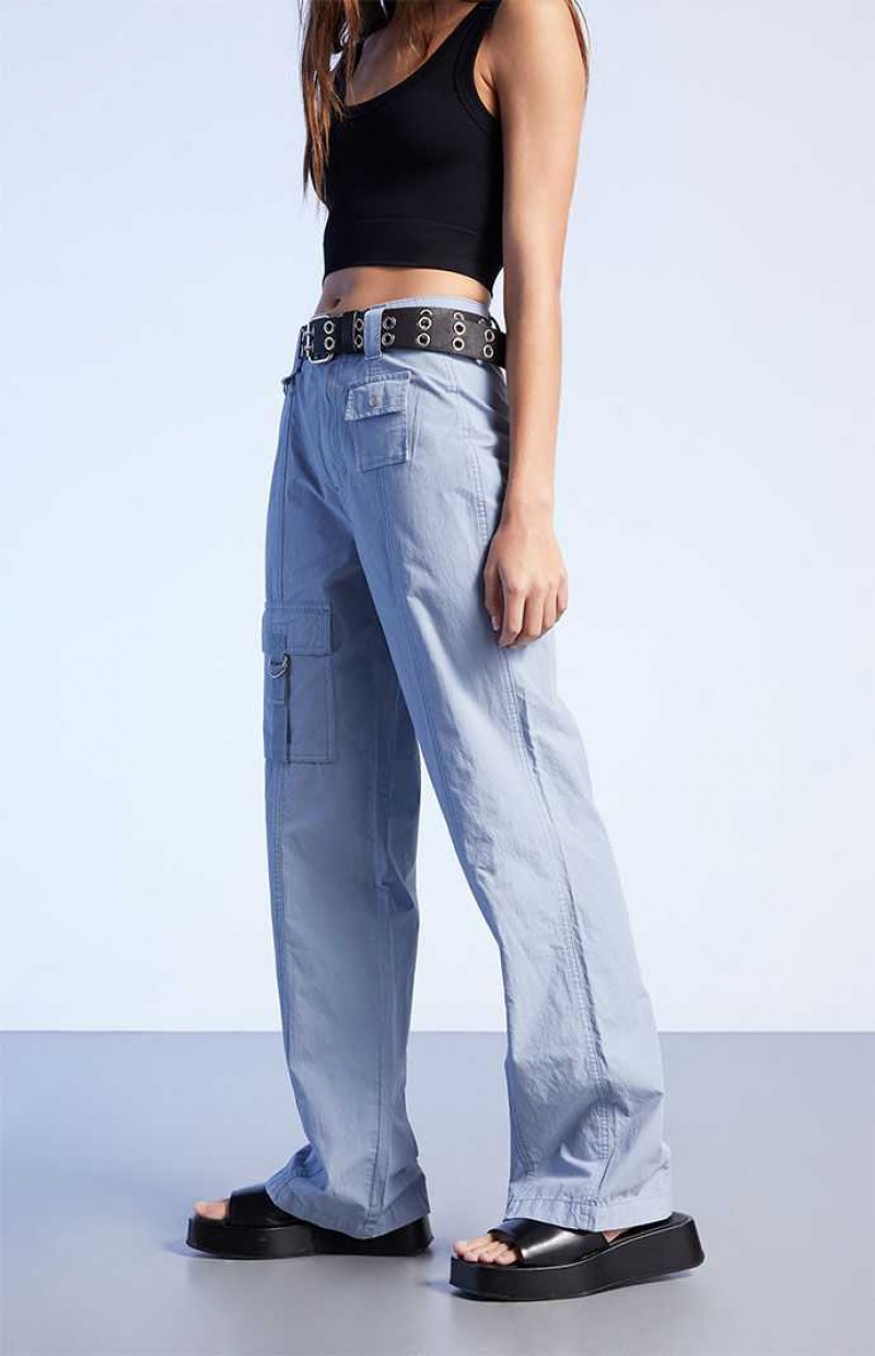 Pantalons PacSun Blue Cargo Flare Femme Bleu | 490165MTS