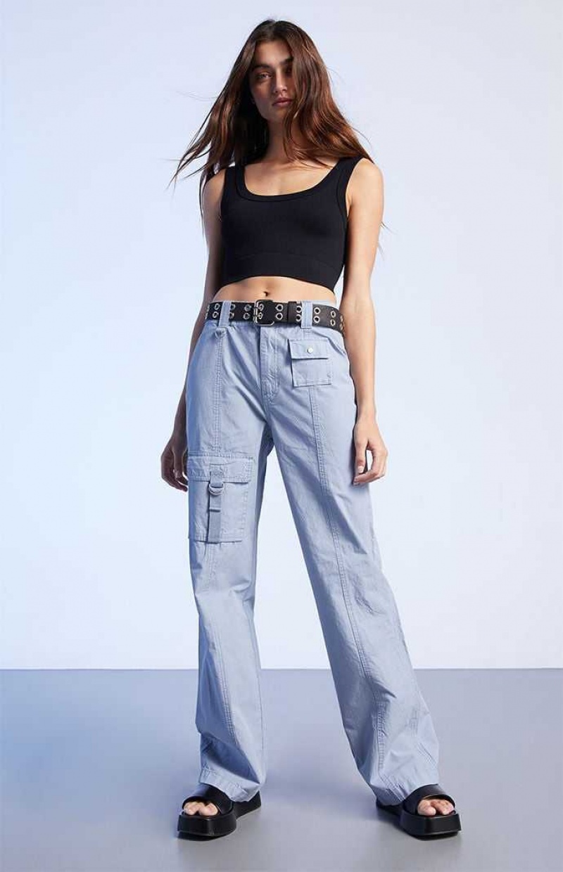 Pantalons PacSun Blue Cargo Flare Femme Bleu | 490165MTS