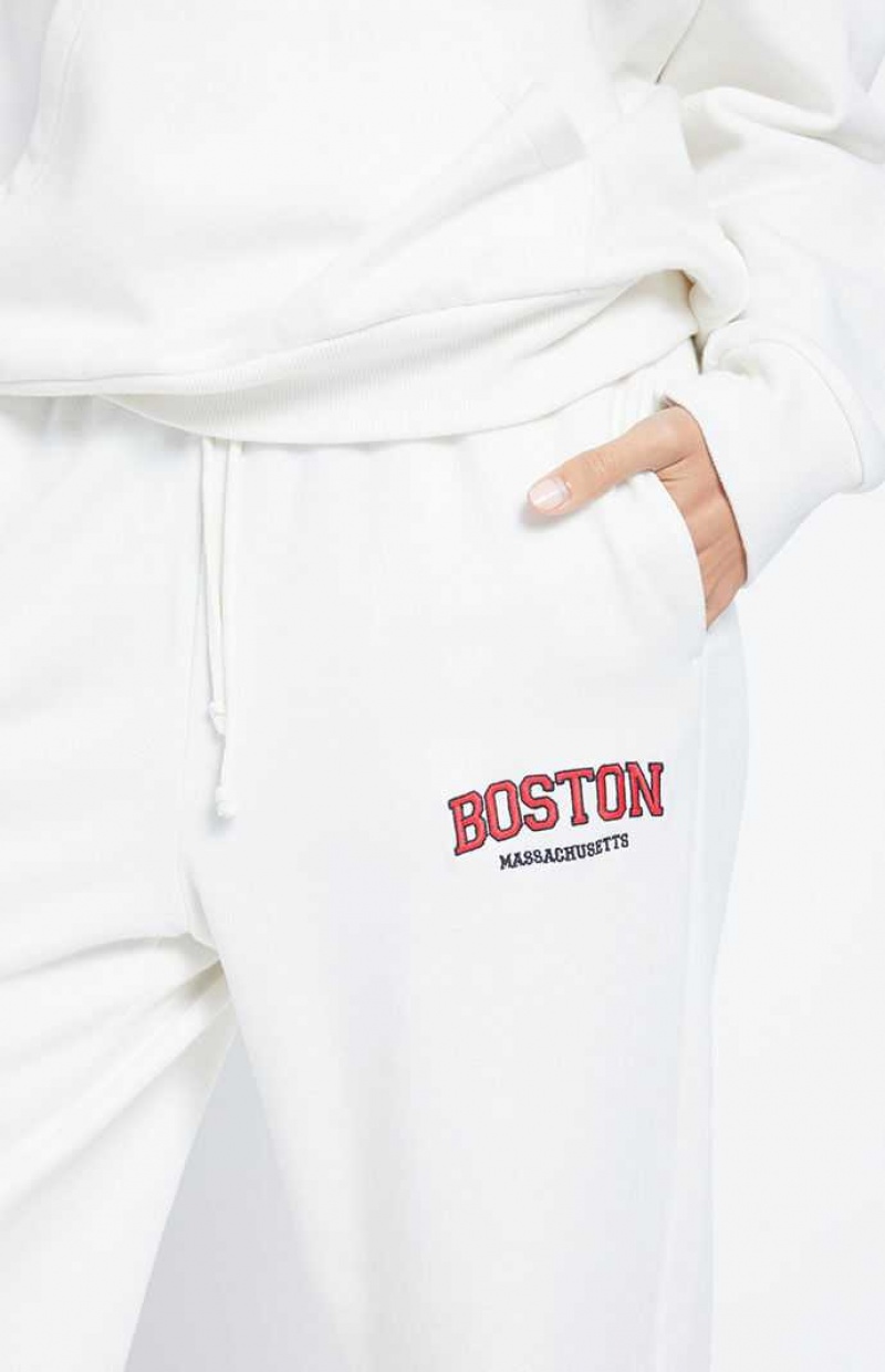 Pantalons PacSun Boston Sports Femme BLANC DE BLANC | 783940ENS