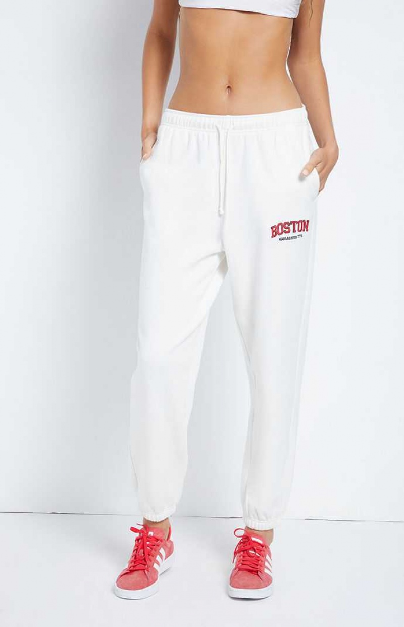 Pantalons PacSun Boston Sports Femme BLANC DE BLANC | 783940ENS