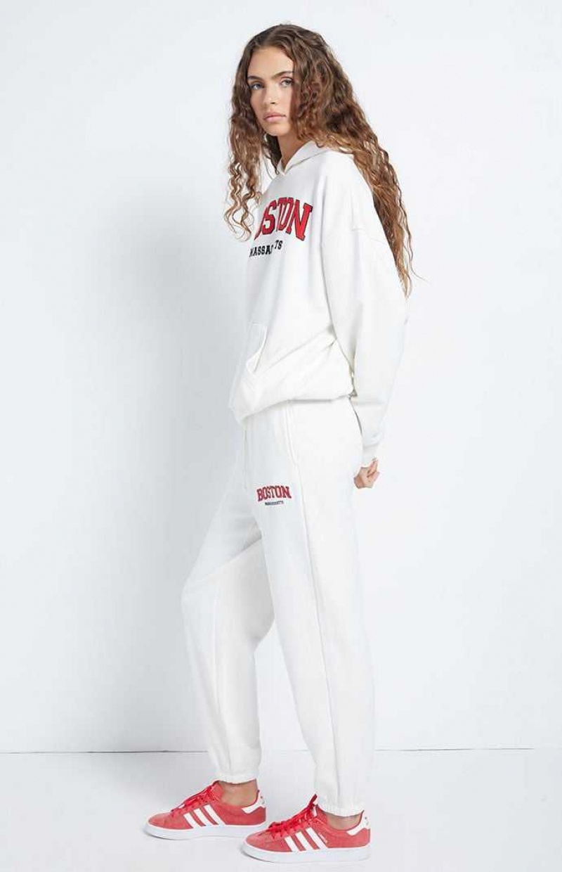 Pantalons PacSun Boston Sports Femme BLANC DE BLANC | 783940ENS