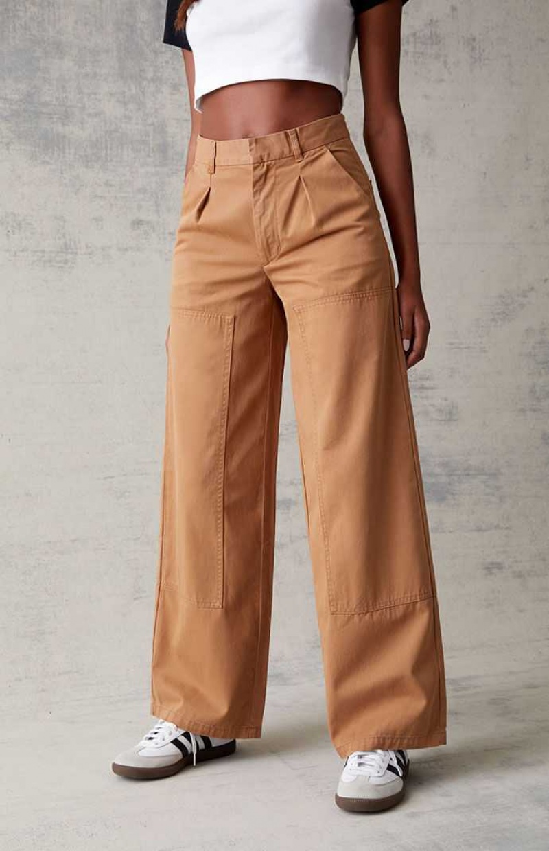 Pantalons PacSun Brown Larges Leg Femme Marron | 038216JTA