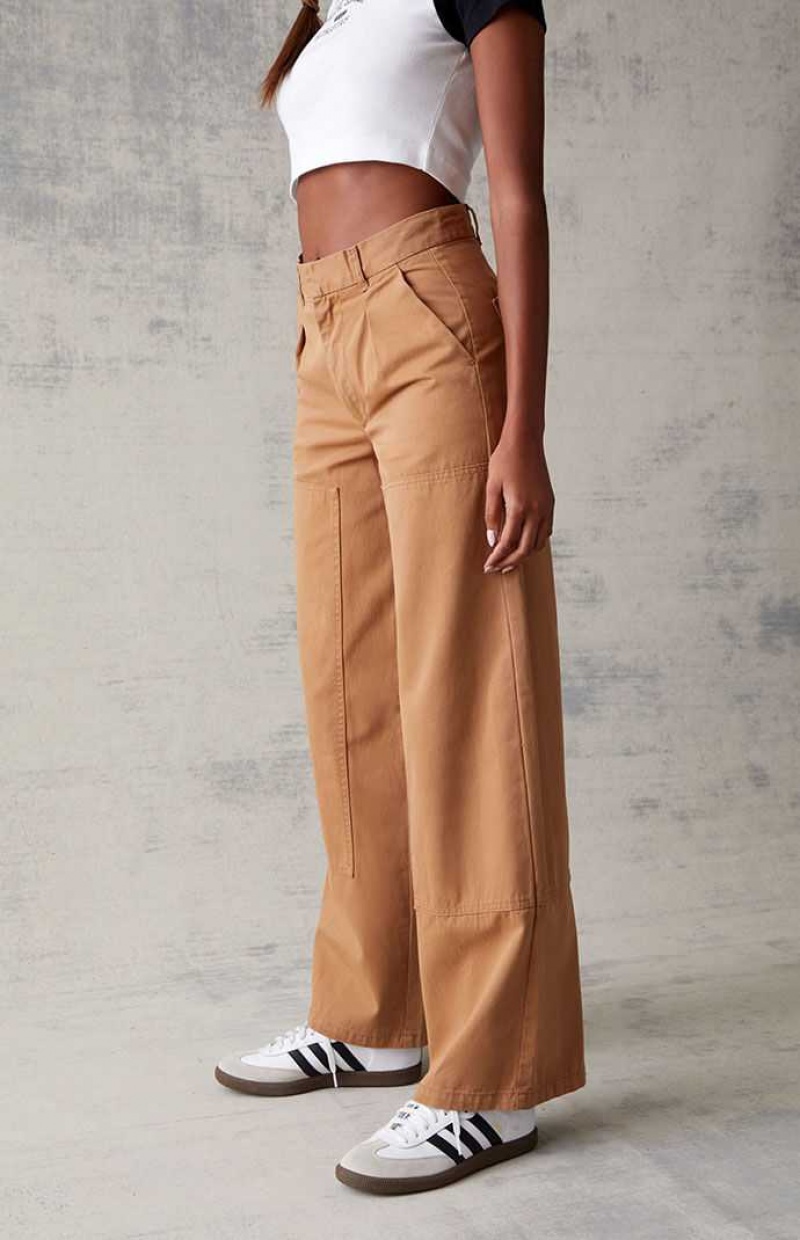 Pantalons PacSun Brown Larges Leg Femme Marron | 038216JTA