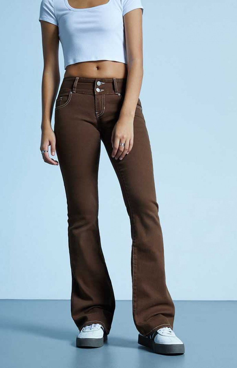 Pantalons PacSun Brown Low Rise Bootcut Femme Marron | 583621MNJ