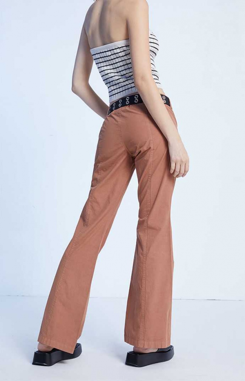 Pantalons PacSun Brown Low Rise Flare Femme Marron | 973641YXT