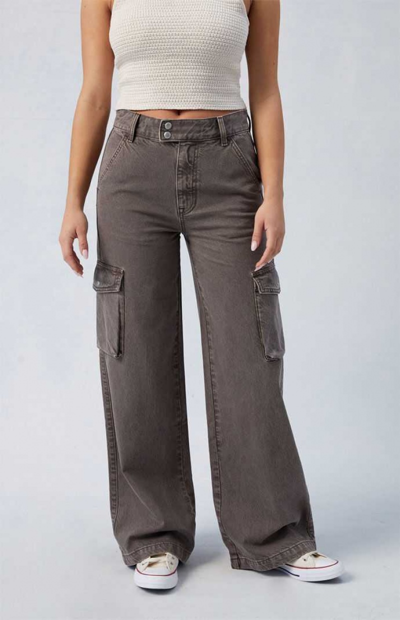 Pantalons PacSun Brown Mid Rise gy Cargo Femme Marron | 360412ITP