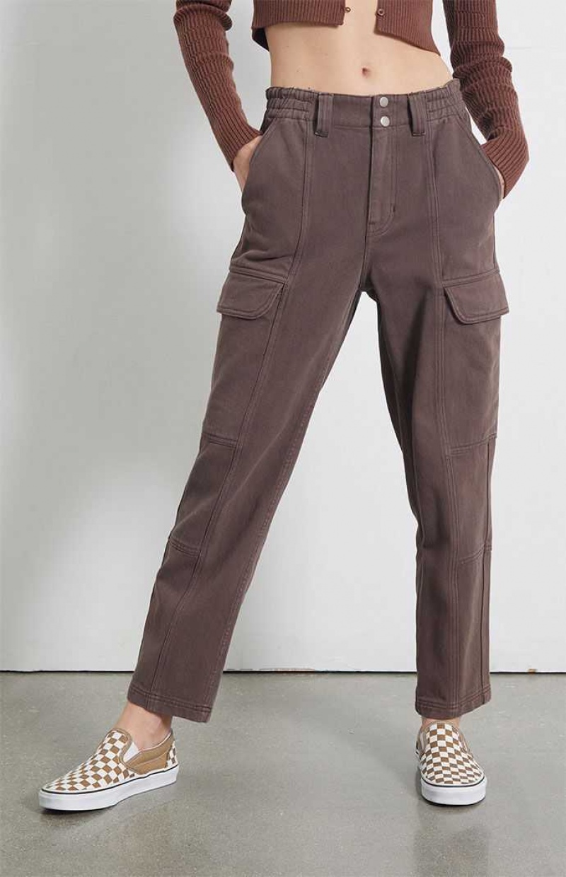 Pantalons PacSun Brownie Utility Cargo Femme Marron | 650271MWR