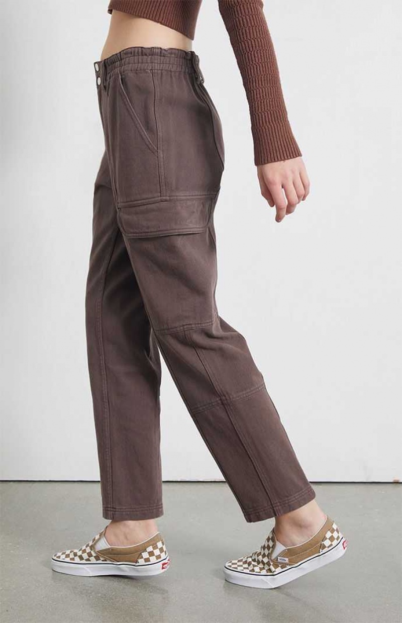 Pantalons PacSun Brownie Utility Cargo Femme Marron | 650271MWR