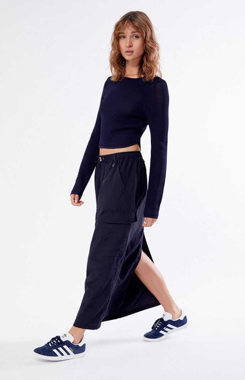 Pantalons PacSun Bungee Cargo Midi Skirt Femme Noir | 365478VEY