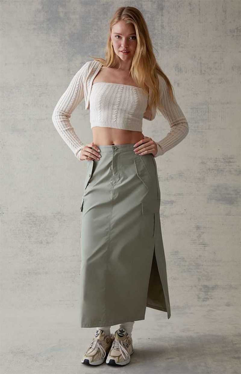 Pantalons PacSun Cargo Midi Skirt Femme Vert | 084519QUE