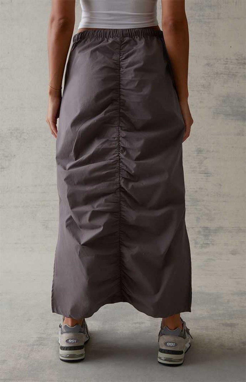 Pantalons PacSun Cinched Front Midi Skirt Femme Grise Foncé | 581672VQL