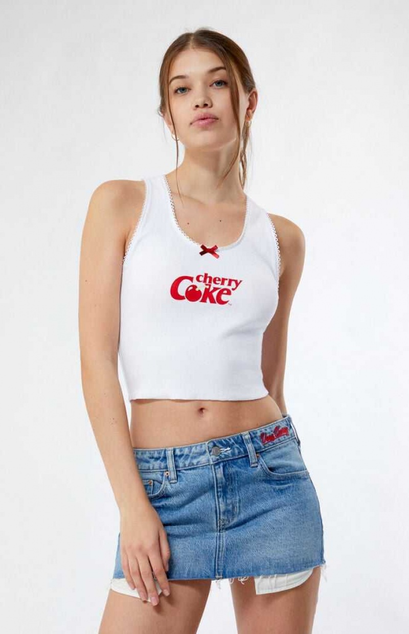 Pantalons PacSun Coca Cola By Cherry Coke Low Rise Micro Denim Mini Skirt Femme Indigo | 208471XTP