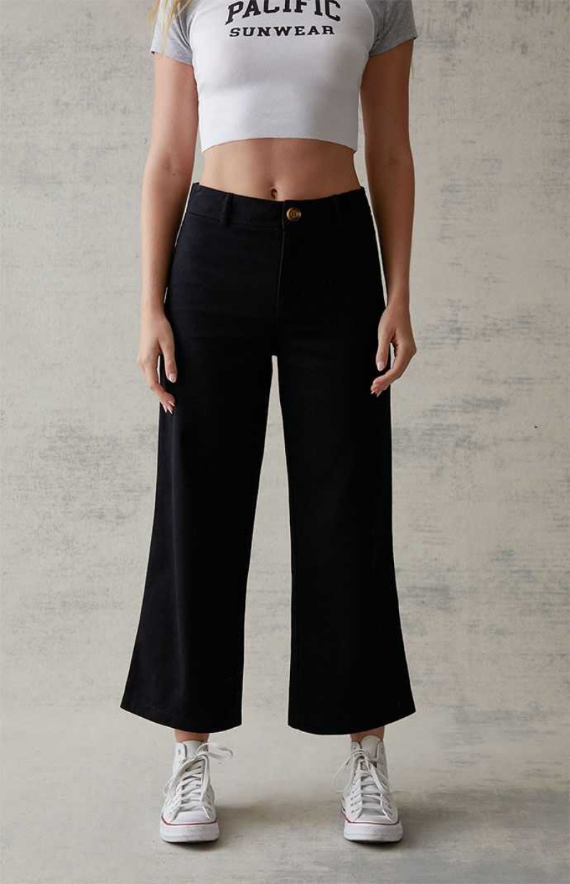 Pantalons PacSun Cropped Flare Femme Noir | 125078KMY