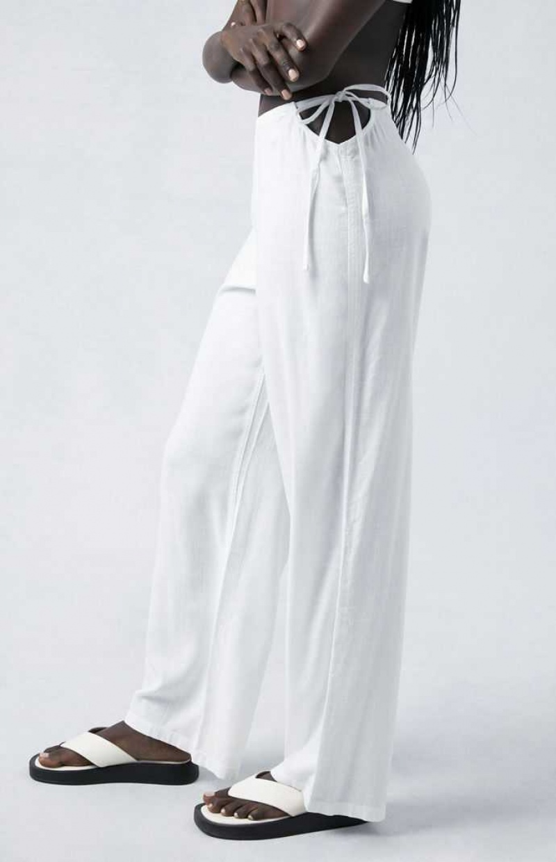 Pantalons PacSun Cutout Drawstring Femme Blanche | 914286KIA