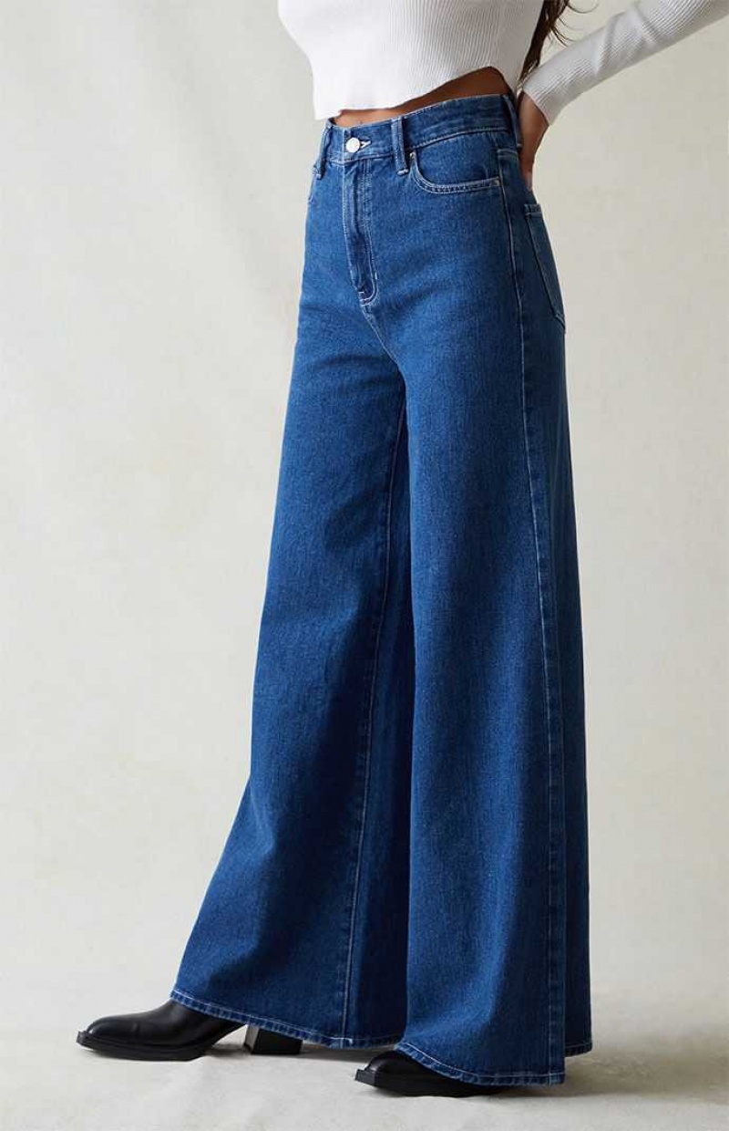 Pantalons PacSun Dark Blue Extreme Larges Leg Femme Indigo | 953612EVP