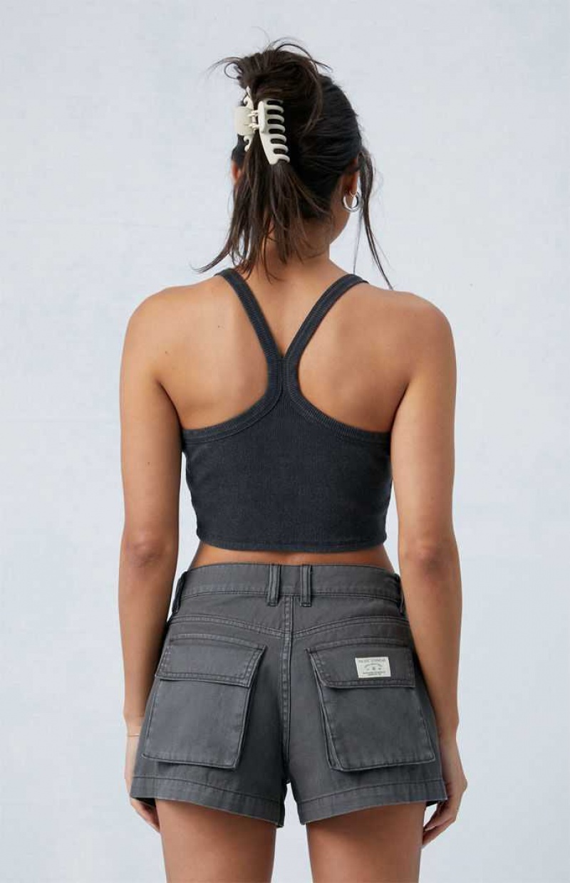 Pantalons PacSun Dark Gray Mid Rise Slouchy Workwear Femme Grise Foncé | 246589XYE