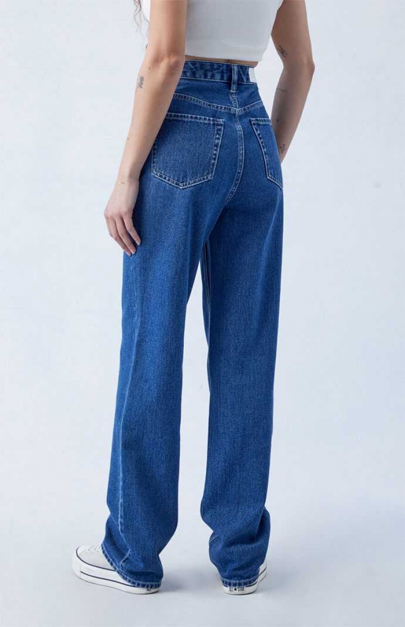 Pantalons PacSun Dark Indigo '90s Boyfriend Femme Indigo Foncé | 609873PSQ