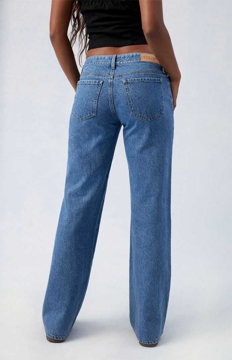 Pantalons PacSun Dark Indigo Wren Low Rise Larges Leg Femme Indigo Foncé | 548671REI