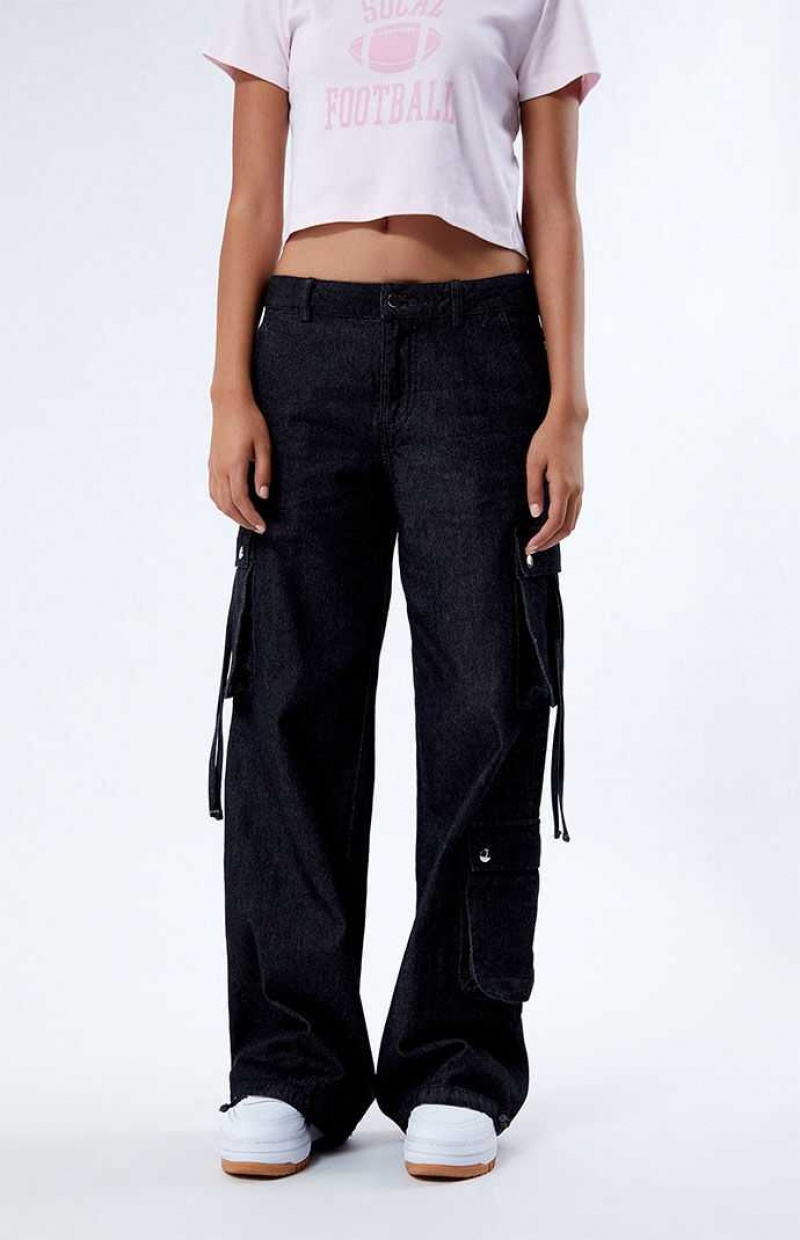 Pantalons PacSun Dark Ties Low Rise Pull-On Femme Indigo Foncé | 183507OVG