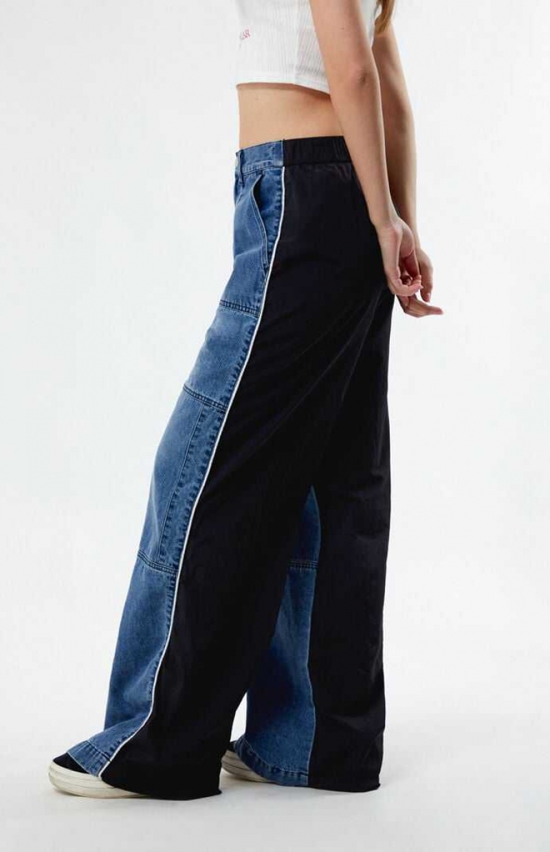 Pantalons PacSun Denim Nylon Low Rise gy Piste Femme Bleu Noir | 502816PVZ