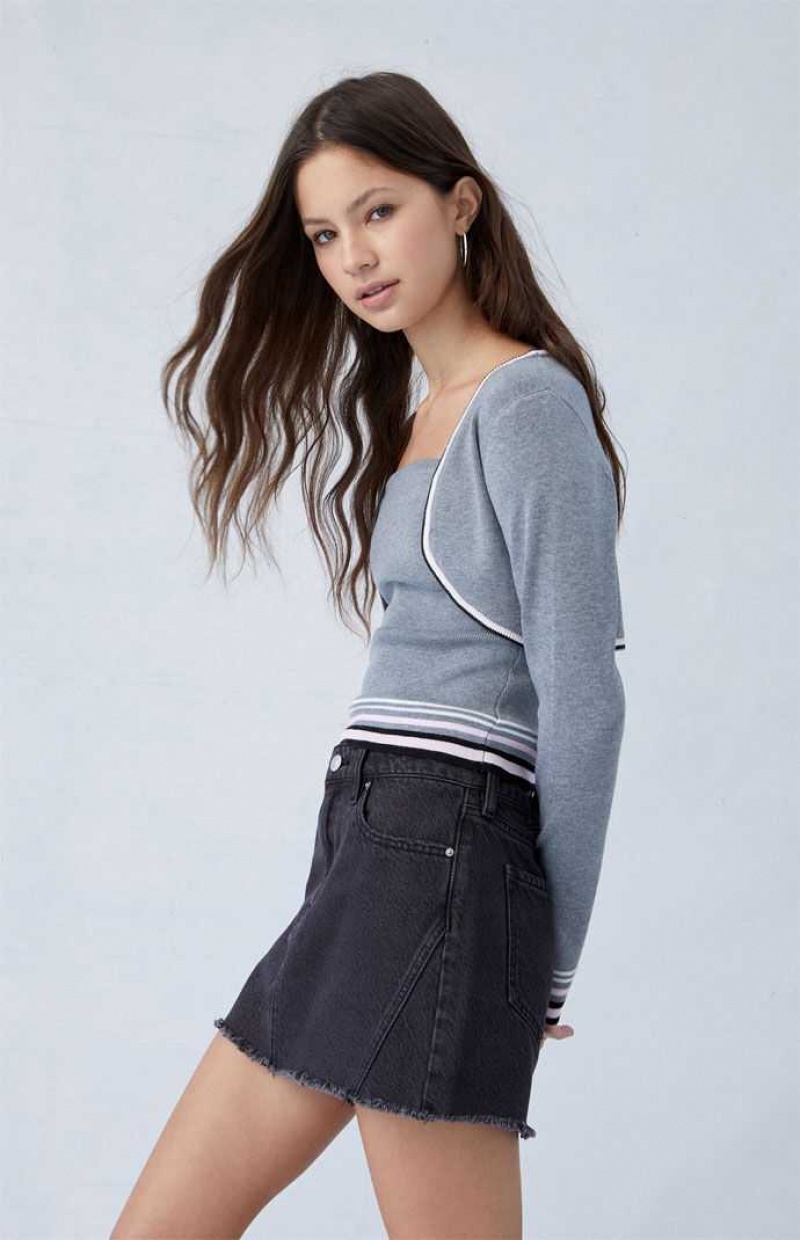 Pantalons PacSun Eco Black Mid Rise Denim Mini Skirt Femme Noir | 231678VLU