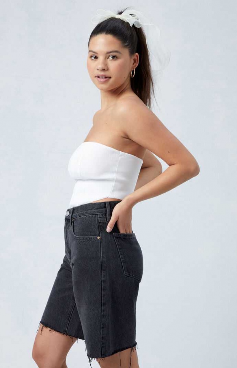 Pantalons PacSun Eco Black Raw Cut gy Jorts Femme Indigo Clair | 358647ADL