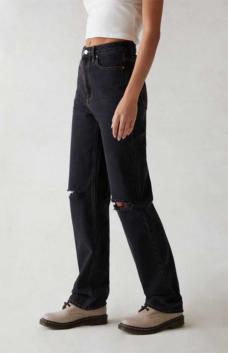 Pantalons PacSun Eco Black Ripped '90s Boyfriend Femme Noir | 597482BVL