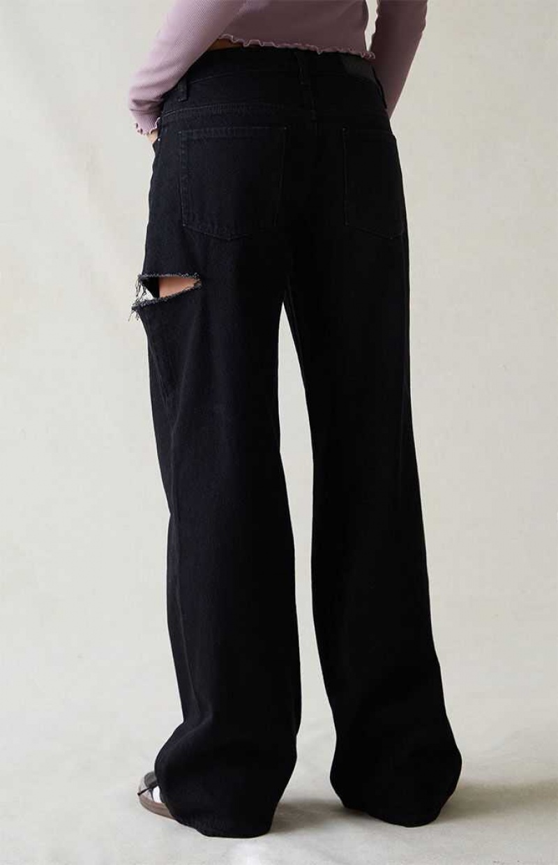 Pantalons PacSun Eco Black Ripped Low Rise gy Femme Noir | 490187XEF